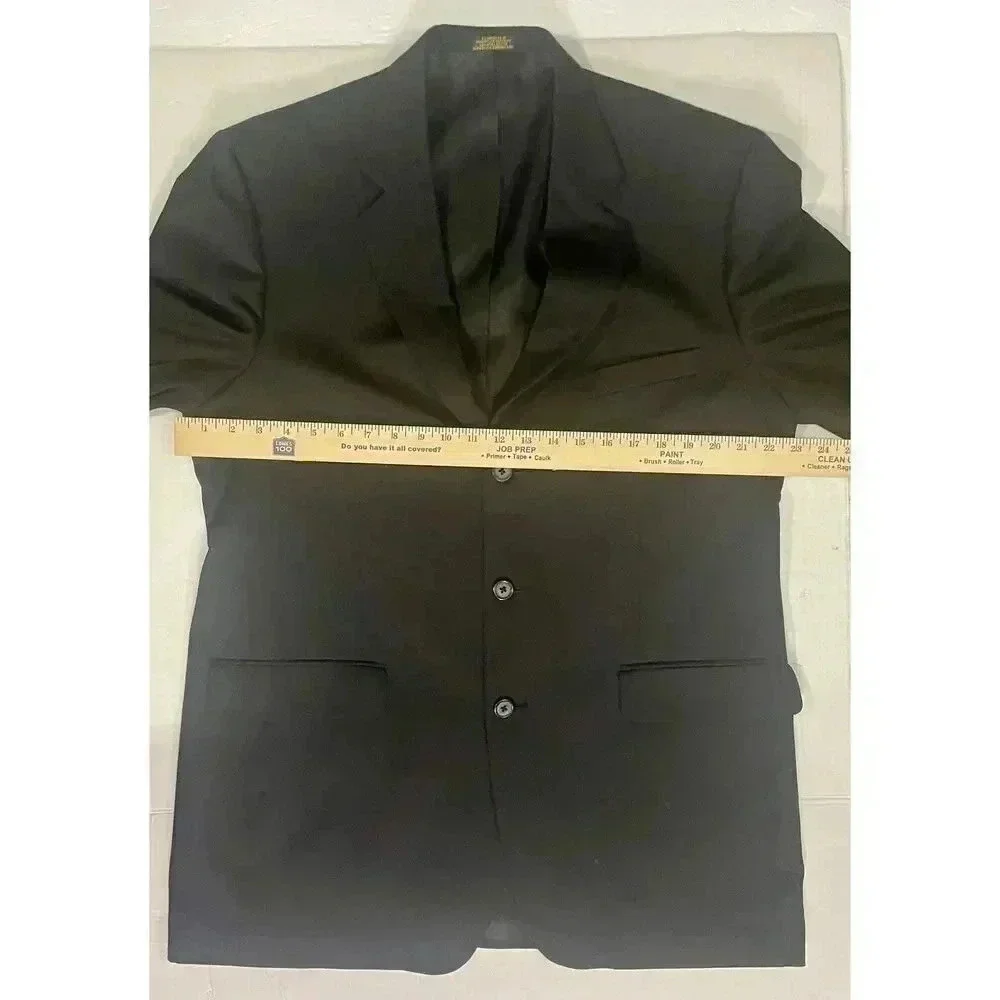 Stafford‎ Men's Blazer Size 42L Regular Black Three Button Jacket 100% New Wool